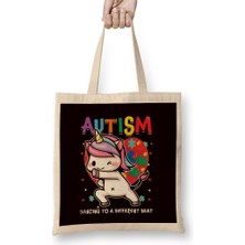 Humuts Autistic Unicorn Autism Awareness Heart Ribbon Puzzle Health Bez Çanta Uzun Saplı