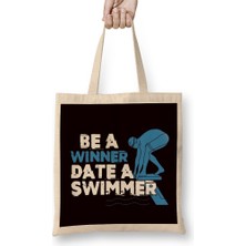 Humuts Funny Be Winner Date Swimmer Swimming Pool Athlete Coach Bez Çanta Uzun Saplı