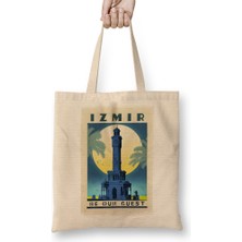 Humuts Izmir Saat Kulesi Bez Çanta Uzun Saplı