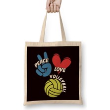 Humuts Peace Love Volleyball Player Game Team Coach Setter Training Bez Çanta Uzun Saplı