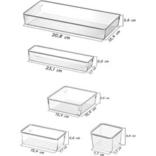 Masc Grup 6 Parça Set Çekmece Düzenleyici, Banyo - Makyaj - Takı - Ofis Düzenleyici Organizer