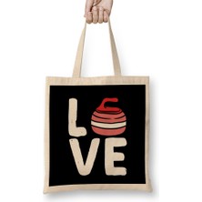 Love Curling Stones Curling Player Team Coach Skip Crew Bez Çanta Uzun Saplı