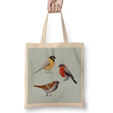 Humuts Geometric Animal Birds Bez Çanta Uzun Saplı