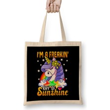 Humuts Sarcastic I M A Freakin Ray Of Sunshine Unicorn Bez Çanta Uzun Saplı