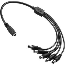 Wozlo 5'li Dc Adaptör Çoklayıcı Kablo 5.5*2.1mm - 1 Dişi 5 Erkek - Şerit LED Cctv Power Jack - 40CM