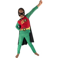 Moni Erkek Çocuk Pelerinli Maskeli Dijital Baskılı Batman Robin Kostümü