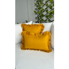 Valentia Decor Koyu Hardal Sarısı Fırfırlı Kırlent Kılıfı