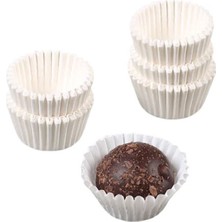 Trend Hediye Sepeti Takribi 200 Adet Küçük Boy Beyaz Çikolata Kağıdı , Truff Brownie Muffin Kek Kalıbı 35x20 Mm