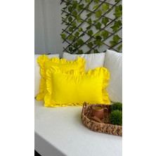 Valentia Decor Sarı Fırfırlı Kırlent Kılıfı