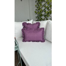 Vintage Fırfırlı Kırlent Kılıfı Eflatun - Mor Fırfırlı Kırlent Kılıfı