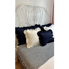 Decamor Home Fırfırlı Lacivert Kırlent Kılıfı Set 2’li