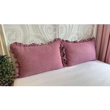 Decamor Home Fırfırlı Lacivert Kırlent Kılıfı Set 2’li