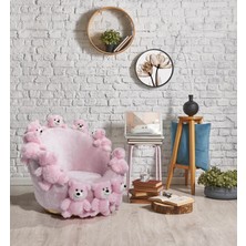 Mobilya Depom Mode Teddy Bears Kids Ayıcıklı Pembe Döner Berjer