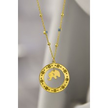 Papatya Silver 925 Ayar Gümüş Yunan Mitolojisi Helios Çemberli,gücün Tılsımı Fil Sembolü Firuze Mineli Zincir Kolye