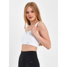 Grab Beyaz Kadın Kısa Slim Fit Sporcu Sütyeni GW-T23S016 Gaby Bralette