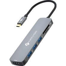 Novoo Type-C To 2*usb-A 3.0 4K HDMI Tf Sd Kart Okuyucu Dönüştürücü Hub