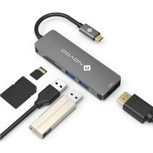 Novoo Type-C To 2*usb-A 3.0 4K HDMI Tf Sd Kart Okuyucu Dönüştürücü Hub