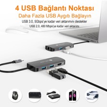 Novoo Type-C To 4*usb-A RJ45 Ethernet 4K HDMI Pd 100W Dönüştürücü Adaptör