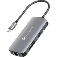 Novoo Type-C To 3*usb-A 3.0 4K HDMI RJ45 Ethernet Pd Tf Sd Kart Okuyucu Dönüştürücü Hub