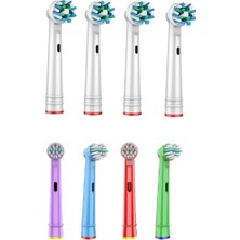Toocare Oral-B Diş Fırçası Uyumlu 4 Adet Cross Action Yedek Başlık + 4 Adet Çocuk Yedek Başlık