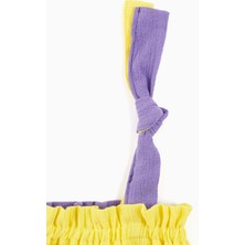 Lally Things Mor/sarı Çift Taraflı Iki Renkli Şile Bezi Diz Üstü  Elbise