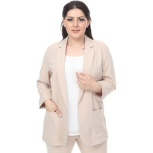 Hanezza Kadın Blazer Ceket | Krem | Büyük Beden | 7 Renk | Takım Elbise Uyumlu