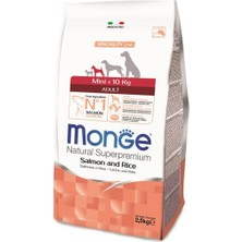 Monge Superpremium Mini Yetişkin köpekler için Monoprotein Pirinçli Somon 2,5 kg