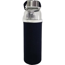 Kişiye Özel Siyah Kılıflı Cam Matara 500 ml HK2671