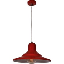 Rsylight Dylight Retro Kırmızı Tekli Dekoratif Kafe Murfak Aydınlatma Sarkıt Avize Çap:35 cm