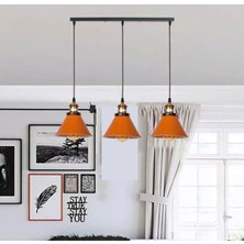 Rsylight Dylight Retro Dekoratif 3 Lü Bakır Rustik Metal Sarkıt Avize 60 cm