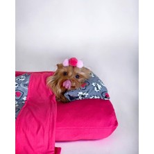 Kemique Pink Loves Köpek Uyku Takımı Minder Yastık Örtü Set