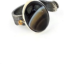 Ose Shop Akik Taşlı 925AYAR Gümüş Tasarım Ayarlanabilir Yüzük