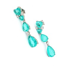 Ose Shop Paraiba Taşlı 925AYAR Gümüş Damla Şık Küpe