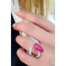 Ose Shop Pariaba Taşlı Pırlanta Parlaklığında  Taş Detaylı Ayarlanabilir 925AYAR Gümüş Tasarım Yüzük
