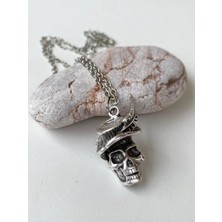 Paytak Moda Kurukafa Skull Şapka Tüy Zincir Kolye PYTKZNKLY69