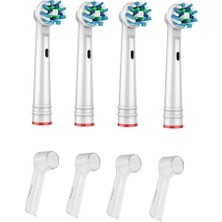 Toocare Oral-B Şarjlı Diş Fırçası Uyumlu 4 Adet Cross Action Yedek Başlık + 4 Adet Koruma Kapağı