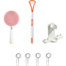 Toocare Oral-B Diş Fırçaları İçin 4 Adet Kapak + Yüz Temizleme Başlığı + Dil Temizleme Çubuğu + Stand