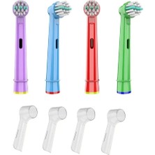 Toocare Oral - B Diş Fırçası Uyumlu 4 Adet Çocuk Yedek Başlık + 4 Adet Koruyucu Kapak
