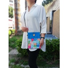 Atölye Smyrna Kitap Kılıfı , Kitap Çantası , Book Bag , Tablet Bag , Book Sleeve , Ebook Bag ( Kedi Mavi Askılı)