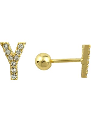 ÇLK Accessories Gold Harf Piercing - Y Harfpiercing