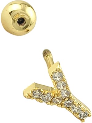 ÇLK Accessories Gold Harf Piercing - Y Harfpiercing