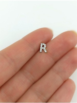 ÇLK Accessories Gümüş Renk Harf Piercing - R Harfpiercing