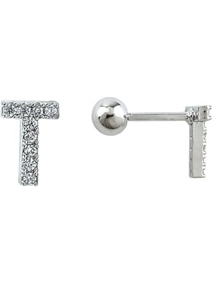 ÇLK Accessories Gümüş Renk Harf Piercing - T Harfpiercing