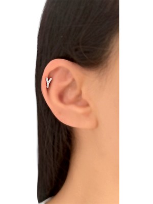 ÇLK Accessories Gümüş Renk Harf Piercing - Y Harfpiercing