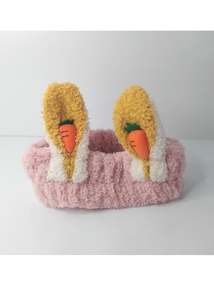 HD Marketim Bandana Peluş 1 Adet Sevimli Tavşan Kulak Havuç Saç Çember ve Kafa Bandı