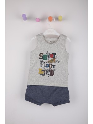 Pino Baby Yazlık Shout Baskılı Şortlu Takım 3522