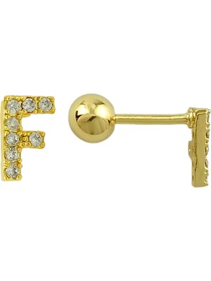 ÇLK Accessories Gold Harf Piercing - F Harfpiercing