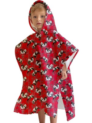 Dijital Baskılı Çocuk Panço C1701 Kırmızı