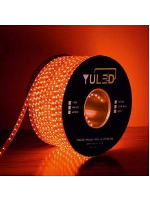 Yuled 220V Silikonlu Yapışkanlı 10 cm Kesimli Hortum Şerit LED 5 Metre Kırmızı+Güç Fişi