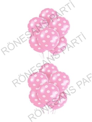 Pembe Puanlı Balon 10 Adet
